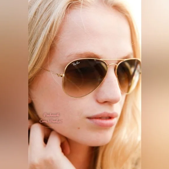 RayBan Aviator Gradient Brown RB3025 Gold Frame 58 / 62 Unisex New - Picture 13 of 16